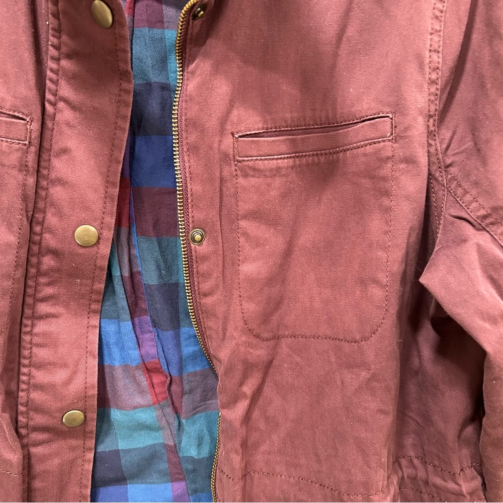LL Bean Maroon Fleece Lined Utility Jacket - Picture 2 of 7